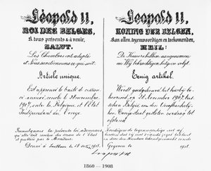 II. Lipót király (1835-1909) aláírása, amely jóváhagyta Kongó Belgiumhoz csatolását, 1908