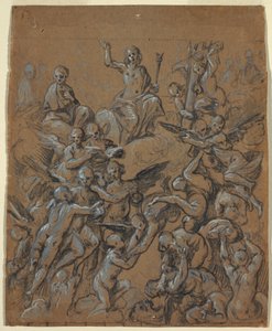 Rajz, Krisztus dicsőségben angyalokkal, 1630 körül.