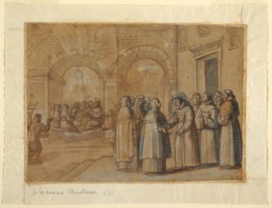 Rajz, Szent Ferenc és Klára találkozása, 1630 körül.