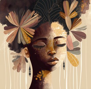 Aranyszínű virágos afro frizura alkotó: Bella Eve