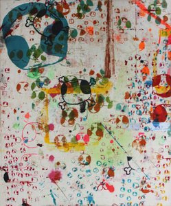 Mesélés, 2007 (szitanyomás nyers vászonra)