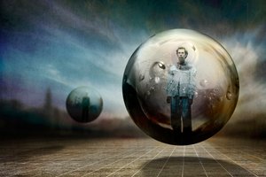 Ember egy lebegő gömbben alkotó: Ben Goossens ✝