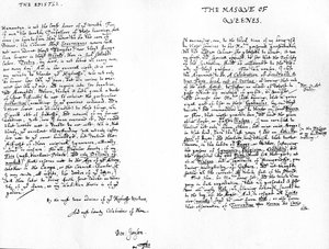 A királynék maszkja és egy dedikáló levél Henrynek, a walesi hercegnek, 1609 alkotó: Ben Jonson