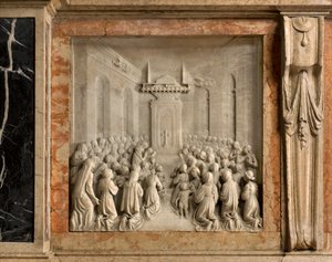 Kripta, Szent Marcellinus és Péter Ördögűző bárkája, Benedict Briosco 1506-08, Galambok csodája