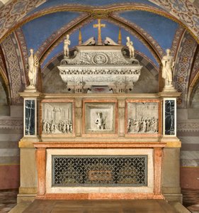 Kripta, főoltár a Szentek bárkájával, Marcellino és Péter Ördögűző, Előadó: Benedetto Briosco 1506-08, újrakomponálta: Matteo Galletti 1609