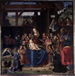 A betlehemes. Benedetto Ghirlandaio (1458-1497) festménye. Olaj, fa. Mérete: 147x144 cm. Aigueperse templom alkotó: Benedetto Ghirlandaio