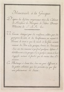 Görög maszkabál: Címlap 1. tábla, 1771.