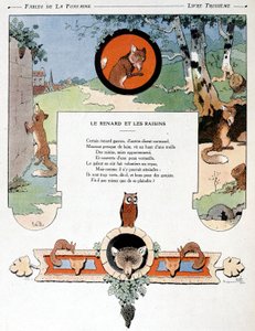 A róka és a szőlő, illusztráció Jean de la Fontaine „Fables” című művéből
