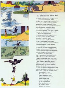 A béka és a patkány, illusztráció Jean de la Fontaine „Fables” című művéből