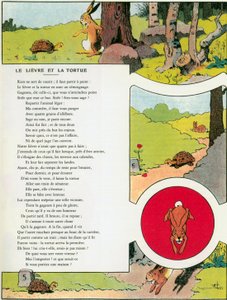A nyúl és a teknős, illusztráció Jean de la Fontaine „Fables” című művéből