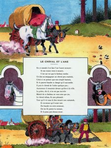 A ló és a szamár, illusztráció Jean de la Fontaine „Fables” című művéből