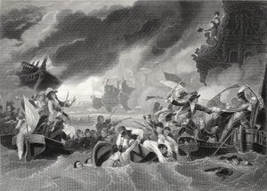 La Hogue-i csata, W. French metszete (litho)