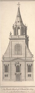 Szent Edmund Király plébániatemplom a Lombard utcában, 1750 körül (metszet)