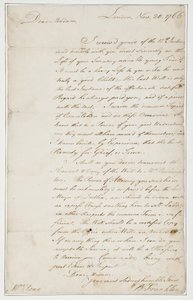 Autogram levél Mrs. Ann Pennnek, London, 1766. november 20. (toll és tinta papíron)