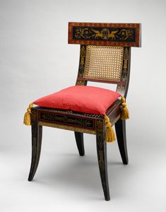 Egy pár oldalsó szék, 1808 körül (sárga nyár, tölgy, juhar, fehér fenyő és nád)