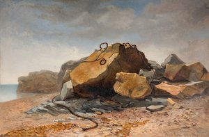 Beach Scene, Marazion, Cornwall, 1860. alkotó: Benjamin Johnson