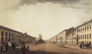 Kilátás a Nyevszkij sugárútra a Gostiny Dvor közelében, Szentpéterváron, 1799