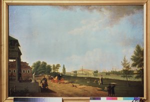 Kilátás a Kamenny-palotára (Kősziget), Szentpéterváron. Benjamn Paterssen (1748-1815) festménye, olaj, vászon