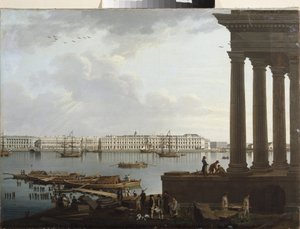 Kilátás a Téli Palotára és a Szentpétervári Tőzsdére. Benjamin Paterssen (1748-1815) festménye, olaj, vászon alkotó: Benjamin Patersson