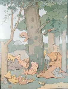 Illusztráció a „Gedeon, a tolvajok főnöke” albumhoz (színes metszet) alkotó: Benjamin Rabier