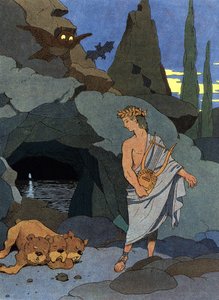 Orpheus és lírája elaltatta Cerbère-t, a háromfejű kutyát
