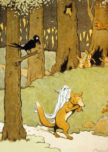 Renard és az angolnák, illusztráció a „Le Roman de Renard”-ból