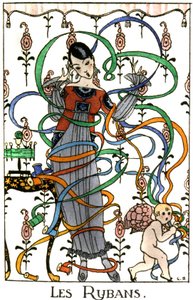 A szalagok, flapper stílusú ruha, 1919 körül alkotó: Benjamin Rabier