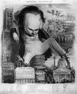 Victor Hugo (1802-85) karikatúrája a „Le Pantheon Charivarique”-ból, 19. század