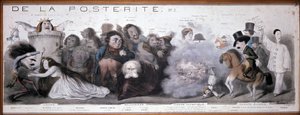 Le grand chemin de la posterity: tragédia és komédia ábrázolása (Dorval stb...) - Benjamin Roubaud litográfiája, Maison de Balzac, Párizs