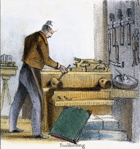 The Bookbinder, A fiú, tehén és borjú az állatok grafikus illusztrációiban - Hasznosságuk bemutatása az ember számára az élet során és a halál utáni használat során, 1845 körül