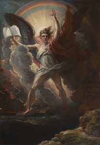 Egy hatalmas angyal áll a földön és a tengeren alkotó: Benjamin West