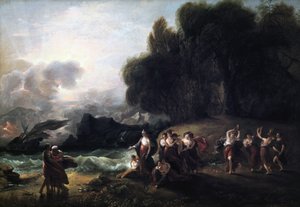 Calypsos Telemachus és Mentor fogadása, 1801. alkotó: Benjamin West
