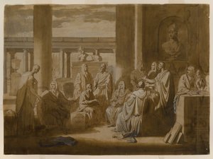 Ismerd meg önmagad, 1768 (vas-epemosó tinta, olajos impasto és elefántcsontból fektetett papírra mosás) alkotó: Benjamin West