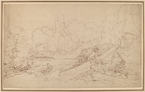Tanulmány a La Hogue-i csatához [recto] alkotó: Benjamin West