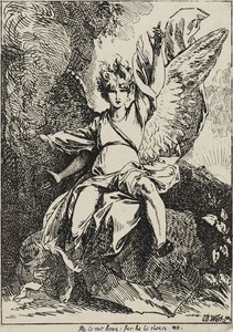 A feltámadás angyala, 1801 (toll litográfia szövött papíron, az eredeti szövött tartólapra rögzítve szürkésbarna akvatintával) alkotó: Benjamin West