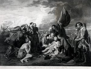 Wolfe tábornok halála (1727-59) 1759, metszet: Augustin Legrand (metszet) (bundw fotó) (lásd még: 105409, 124902 és 153197) alkotó: Benjamin West