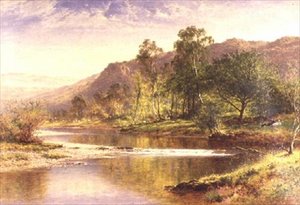 A Derwentwaterbe torkolló folyó (olaj, vászon) alkotó: Benjamin Williams Leader