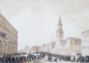 Francia tiszt temetése Weimarban, 1806. október (rajz) alkotó: Benjamin Zix