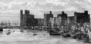 Caernarfon kastély, Gwynedd, Wales, 19. század.