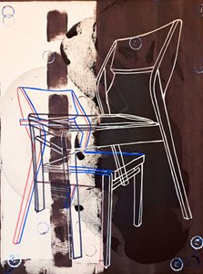 Chaise prototype, David Gour után, 2023 (olaj és akril, vegyes vászon) alkotó: Benoit Erwann Boucherot