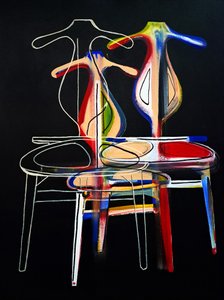 Fotel inas Hans J. Wegner után, 2021 (olaj és akril vegyes vászonra)