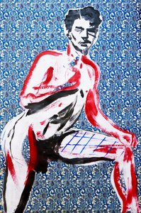 Masculin japonais 2, 2020 (akril, szitanyomású japán papírra) alkotó: Benoit Erwann Boucherot