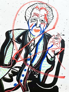 Surportrait : Frank Lloyd Wright, 2022 (akril, papír) alkotó: Benoit Erwann Boucherot