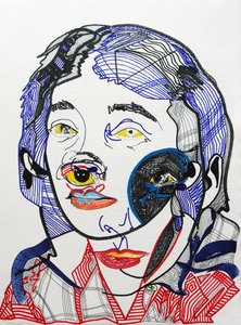 Surportrait : Marguerite Duras 2, 2021 (akril, papír) alkotó: Benoit Erwann Boucherot
