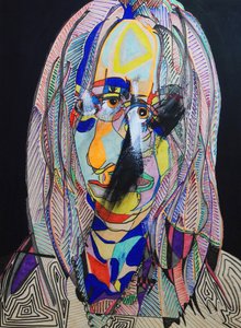 Surportrait : Virginie Despentes, 2021 (olaj és akril, fapanel)