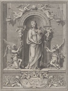 Loretói Madonna, egy fülkében, mindkét oldalán angyallal, 1650-1724. alkotó: Benoît Farjat