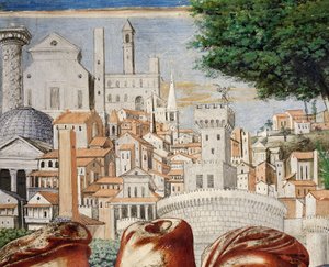 Róma városának építészete, részlet a Szent Ágoston történeteiből alkotó: Benozzo di Lese di Sandro Gozzoli