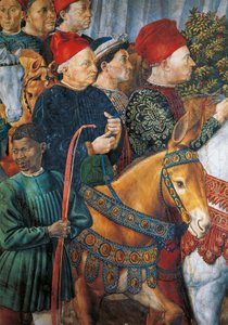 Olaszország, Firenze, Cosimo il Vecchio (idősebb Cosimo) festett képe, részlet alkotó: Benozzo di Lese di Sandro Gozzoli