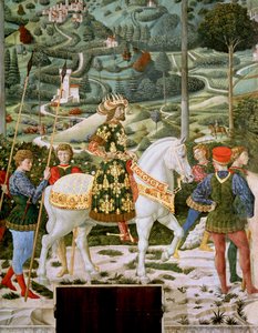 VII. Paleologus János (1391-1448), kelet-római császár, mint a három királyok egyike, részlet a Mágusok utazása ciklusból a kápolnában, 1460 körül alkotó: Benozzo di Lese di Sandro Gozzoli