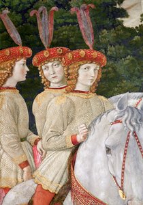 Maria (sz. 1460), Bianca (1461-88) és Nannina (1463-93) Medici, Lorenzo (1449-92) és Giuliano (1453-78) húga, részlet a kápolnában a Mágusok utazása ciklusból , 1460 körül (de